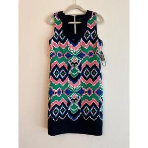 New $89 Retro Mod Look Gabby Skye Geometric Sheath Summer Dress Ladies 4